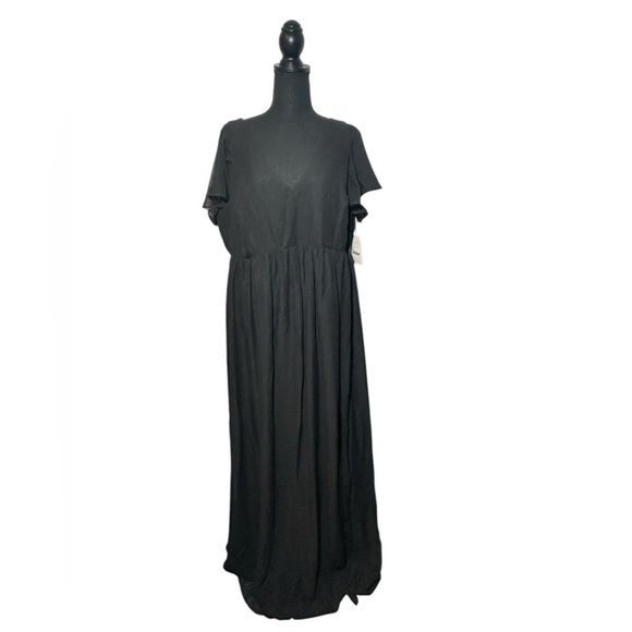Birdy Grey Hannah Chiffon with Slit Black Bridesmaid Wedding Guest Dress Size 1x - Picture 1 of 6